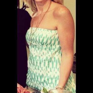 J Crew Ikat-pattern, strapless top